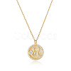 925 Sterling Silver 12 Constellation Necklace Gold Horoscope Zodiac Sign Necklace Round Astrology Pendant Necklace with Zircons Birthday Jewelry Gift for Women Men JN1089G-1