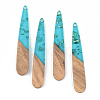 Transparent Resin & Walnut Wood Pendants X-RESI-S389-039A-B03-1