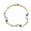 Brass Micro Pave Cubic Zirconia Link Chain Bracelets for Women BJEW-C156-04B-04GP-4