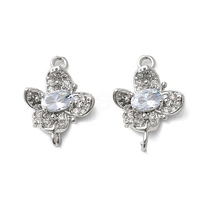 Brass Micro Pave Cubic Zirconia Connector Charms KK-Z103-10P-02-1