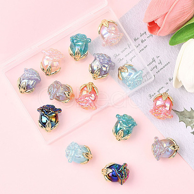 14Pcs 7 Colors UV Plating Opaque Acrylic Beads MACR-SC0002-53-1