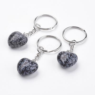 Natural Snowflake Obsidian Keychain KEYC-F019-02A-1