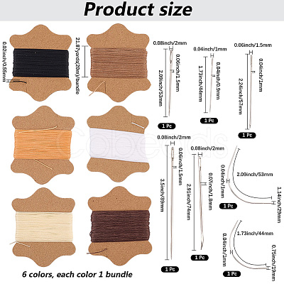 6 Bundles 6 Colors Waxed Cotton Cords OCOR-CY0001-96-1