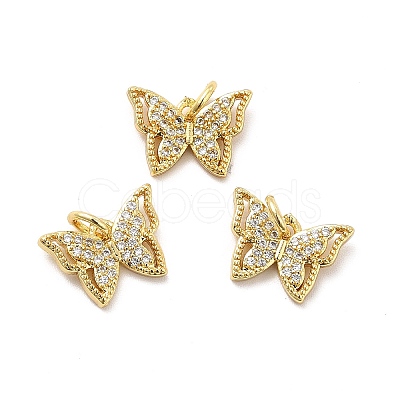 Rack Plating Brass Micro Pave Cubic Zirconia Charms KK-K270-35G-1