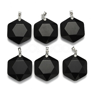 Natural Dyed & Heated Black Agate Pendants G-E487-95F-1