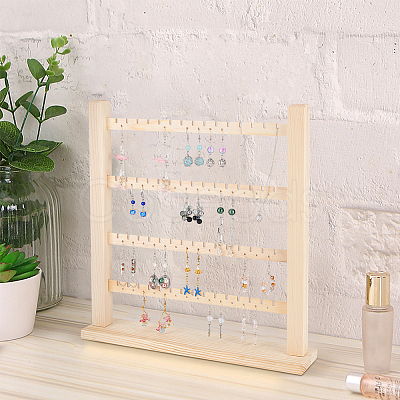 4-Tier Wooden Earring Display Organizer Holder EDIS-WH0021-28-1