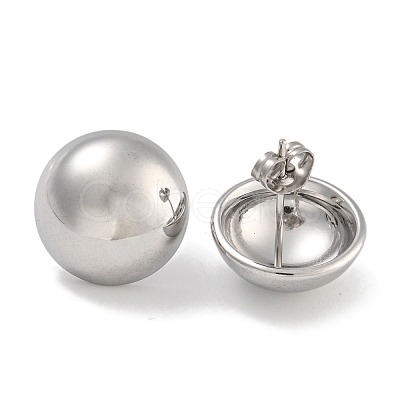 304 Stainless Steel Half Round Stud Earrings for Women EJEW-U022-03P-1