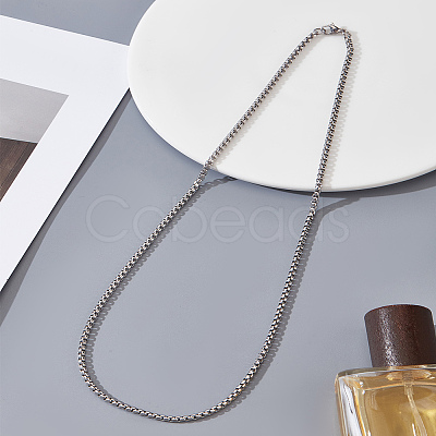 2Pcs Stainless Steel Punk Box Chain Necklaces for Men NJEW-LP0001-15P-1