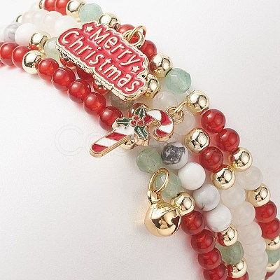 4Pcs 4 Style Natural & Synthetic Mixed Gemstone Stretch Bracelets Set BJEW-JB09212-1