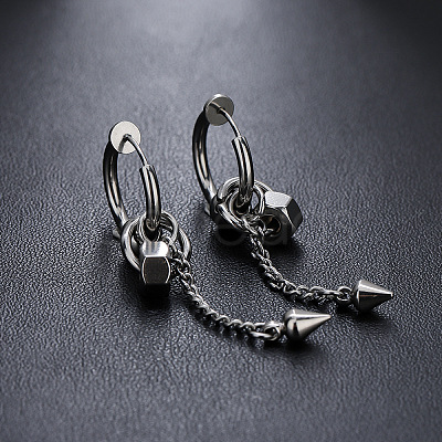 304 Stainless Steel Cuff Hoop Earrings for Men WG41879-02-1