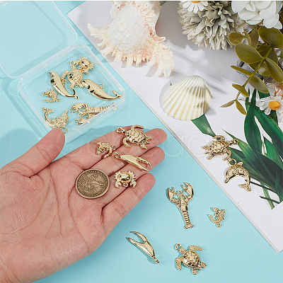 16Pcs 8 Styles Alloy Pendants TIBEP-BC0001-06-1