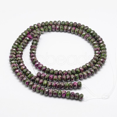 Faceted Natural Ruby in Zoisite Rondelle Beads Strands G-K090-04-1