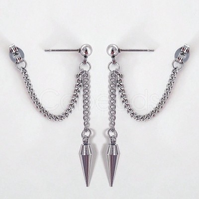 304 Stainless Steel Dangle Stud Earrings WGF9E4F-02-1