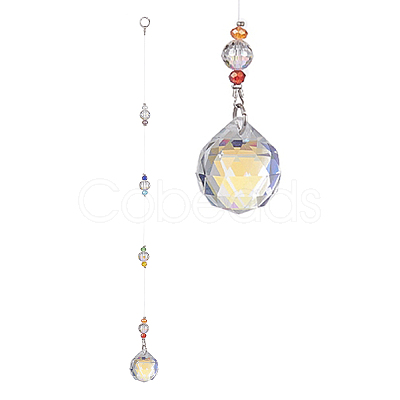 Glass Teardrop Pendant Decorations HJEW-TA00015-1