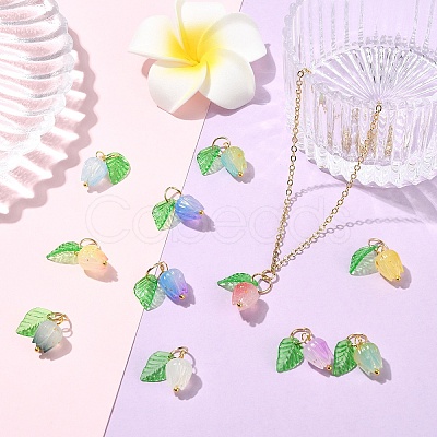 90Pcs 9 Colors Acrylic Charms PALLOY-YW00152-1