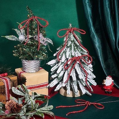Christmas Glass Rhinestone Synthetic Rubber Bowknot Party Decoration HJEW-NB00230-1