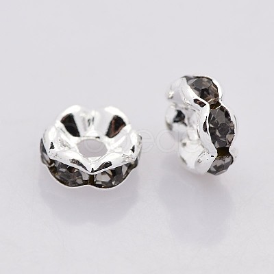 Brass Rhinestone Spacer Beads RB-A014-L6mm-12S-1