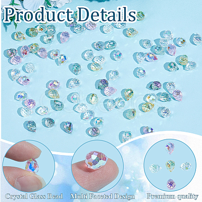 80Pcs Teardrop Electroplated Transparent Glass Charms GLAA-PA0001-68-1