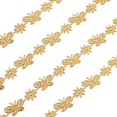 20 Yards Malan Flower and Butterfly Polyester Lace Trim OCOR-TAC0016-18G-1