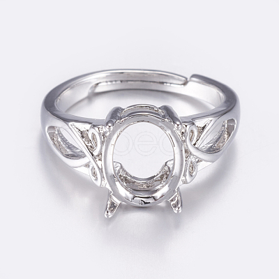 Adjustable Brass Solitaire Ring Settings X-KK-G330-09P-1