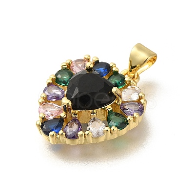 Rack Plating Brass with Cubic Zirconia Pendants KK-Z086-15G-01-1