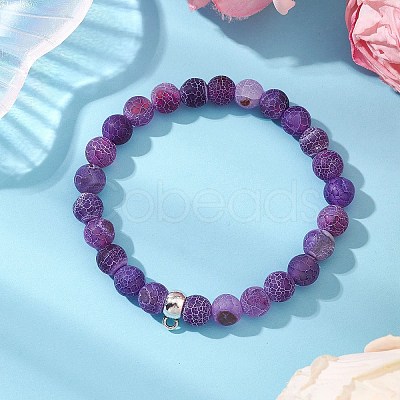 Natural Weathered Agate Beads Stretch Bracelets for Women BJEW-JB11412-02-1