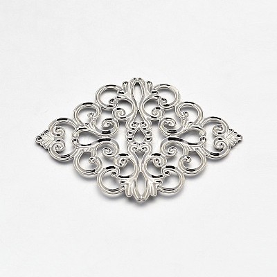 Brass Rhombus Filigree Findings X-KK-L056-02P-1