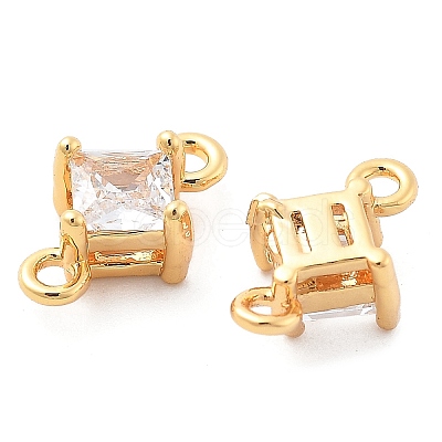 Brass Clear Cubic Zirconia Connector Charms KK-G516-09G-1