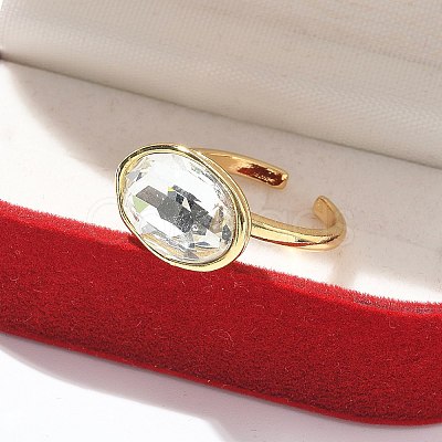 Oval Brass Cuff Rings for Women RJEW-G337-06G-03-1