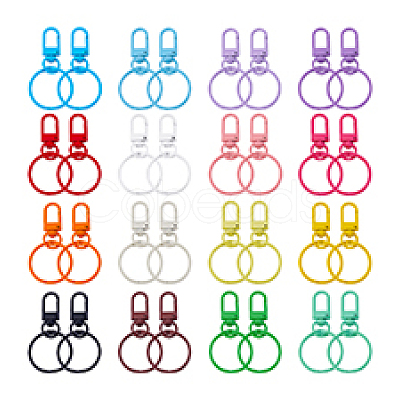 32Pcs 16 Colors Baking Paint Zinc Alloy with Iron Swivel Snap Clasps and Rings FIND-PH0024-03-1