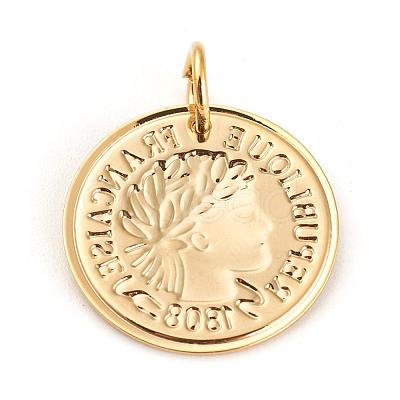 304 Stainless Steel Coin Pendants STAS-F183-05G-1
