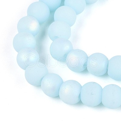 Frosted Opaque Glass Beads Strands GLAA-T032-P6mm-MBB10-1