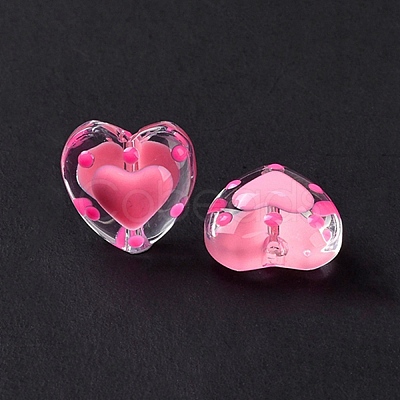 Glass Heart Beads GLAA-D005-01A-1
