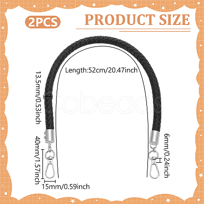 Braided Round PU Leather Bag Handles FIND-WH0180-01A-P-1