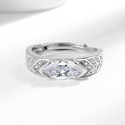 Horse Eye Brass Micro Pave Cubic Zirconia Finger Rings FS-WG116FD-01-1