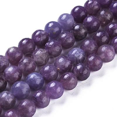 Natural Lepidolite/Purple Mica Stone Beads Strands LS-G-D0020-15-6mm-1