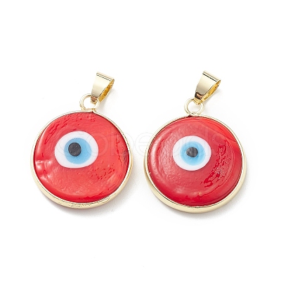 Handmade Evil Eye Lampwork Pendants LAMP-F031-02G-1