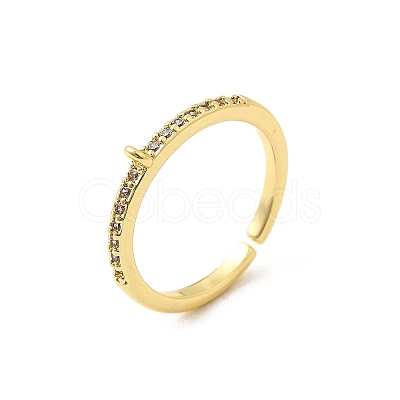 Brass Micro Pave Cubic Zirconia Cuff Rings Settings RJEW-F188-03G-1