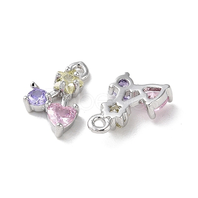 Brass Micro Pave Cubic Zirconia Charms X-KK-F872-21P-1