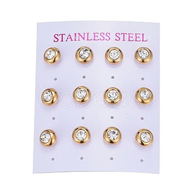 Ion Plating(IP) 304 Stainless Steel Stud Earrings X-EJEW-L251-A01-G-1