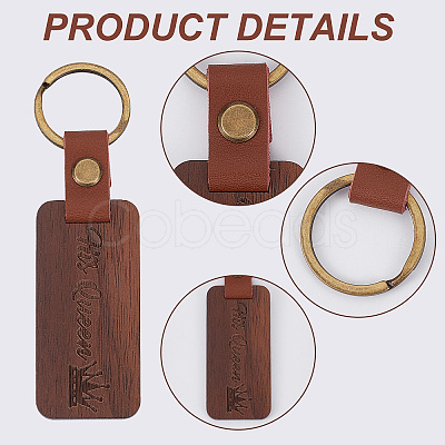 2Pcs 2 Styles Word His Only/His Queen Engraved Wooden with Leather Keychain WOOD-GF0001-81-1
