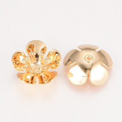 5-Petal Brass Bead Caps KK-Q735-353G-1