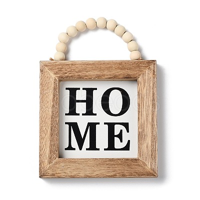 Wooden Square Wall Pendant Decorations HJEW-Z004-01B-1