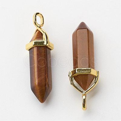 Natural Tiger Eye Pointed Pendants G-G902-A06-1