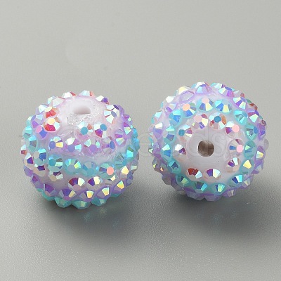 Stripe Pattern Resin Rhinestone Beads RESI-WH0034-20J-1