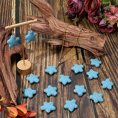 24Pcs Star Synthetic Lava Rock Beads G-PA0002-25A-1
