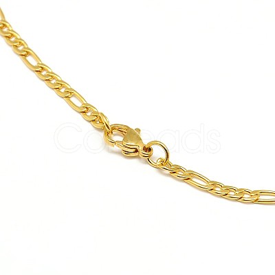 PVD Vacuum Plating 304 Stainless Steel Figaro Chain Necklace Making STAS-A028-N022G-1