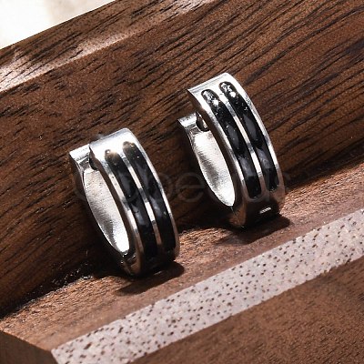 304 Stainless Steel with Enamel Hoop Earrings EJEW-M001-21C-P-1