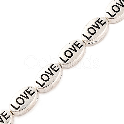 Oval with Word Love Tibetan Style Alloy Bead Strands X-TIBEB-O007-24-LF-1