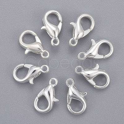 Silver Color Plated Zinc Alloy Lobster Claw Clasps X-E103-S-1